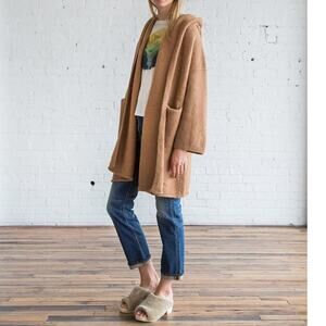 Lauren Manoogian Capote Alpaca Wool Coat Coatigan Hooded Sweater Cardigan Camel